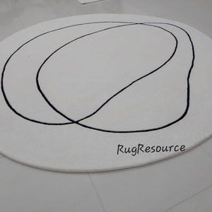 Ivory white rug handmade circle woollen tufted rug cream modern abstract rug contemporary soft area rug for livingroom bedroom  9x9 10x10.