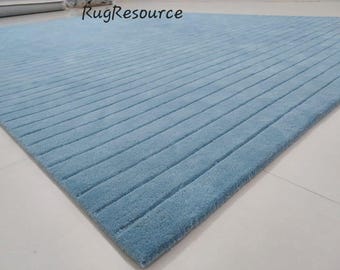 Blue wool rug 8x10 wool rug handmade tufted rug modern abstract rug newzealand wool area rug for living room bedroom hotel home 9x12 10x10 .