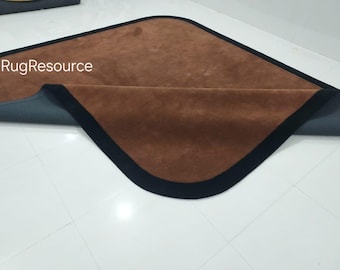 Alfombra marrón cobre de 8 x 10 pulgadas - Alfombra abstracta moderna lisa y lisa hecha a mano, alfombra marrón de lana, alfombra marrón para sala de estar y dormitorio, personalizable