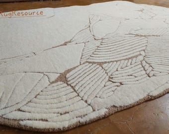 Beige rug modern abstract rug 8x10 9x12 handmade tufted rug odd shape 100% woolen area rug for living room bedroom hall office 8x10 9x12