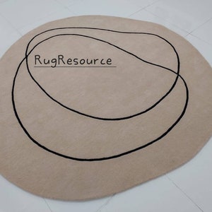 Beige purple rug modern abstract rug 9x9 woollen round shape rug handmade tufted rug circle area rug for livingroom bedroom 7x7 8x8 10x10.