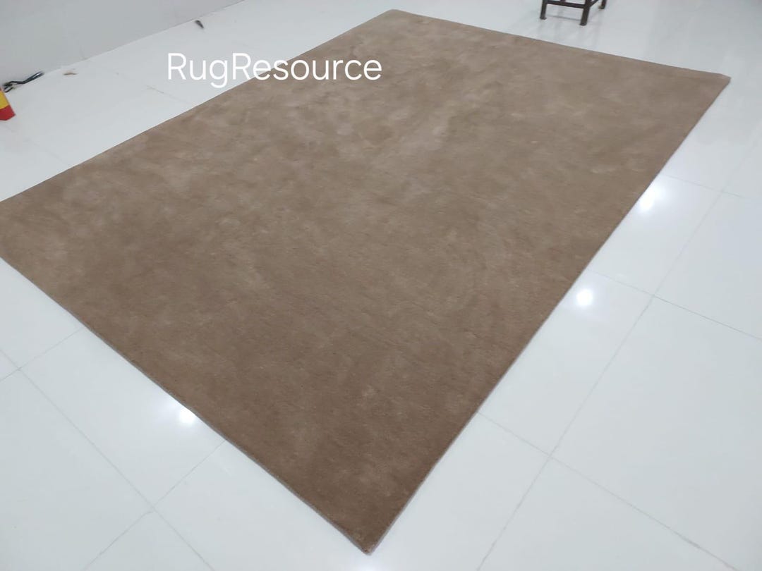 8x10 Light Brown Area Rug -modern Abstract Solid Plain Rug Handmade ...
