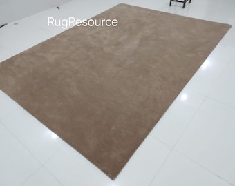 8x10 light brown area rug -Modern Abstract solid plain Rug handmade brown rug wool brown rug for livingroom bedroom hall 9x12 10x14 12x15.