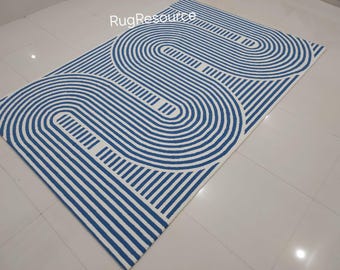 Blue wool rug customize 8x10 rug modern abstract rug handmade tufted newzealand wool area rug for living room bedroom hotel home 9x12 10x10