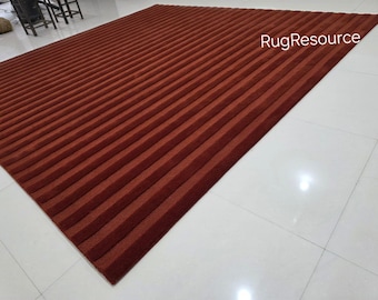 Alfombra de área de color bronce óxido de 8x10 - Alfombra de corte de bucle abstracto moderno hecha a mano de lana alfombra contemporánea con mechones para sala de estar dormitorio pasillo 6x9 9x12 10x14.