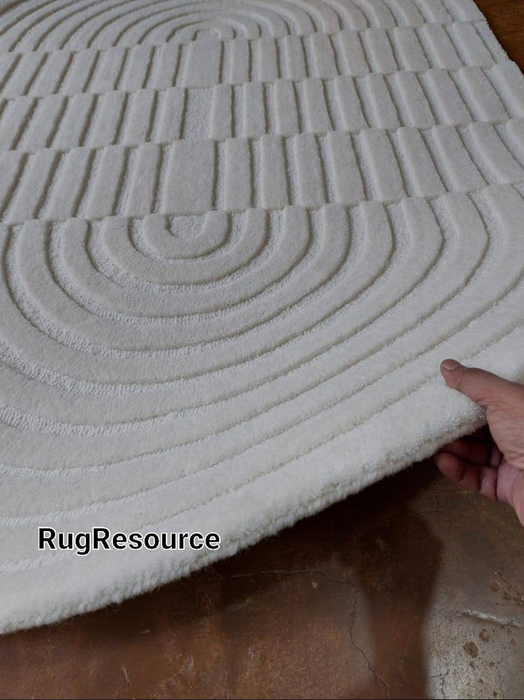 Ivory White Rug Handmade Tufted High Low Rug Cream Modern Abstract Rug ...