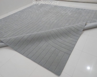 Alfombra de 8 x 10 pulgadas de color gris de primera calidad, de pelo cortado, con relieve simple para decoración del hogar, sala de estar y dormitorio, disponible en cualquier color y tamaño.