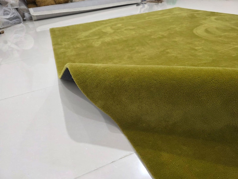8x10 green area rug -Modern Abstract solid plain Rug handmade green rug for livingroom bedroom hall 9x12 10x14 12x15. image 11