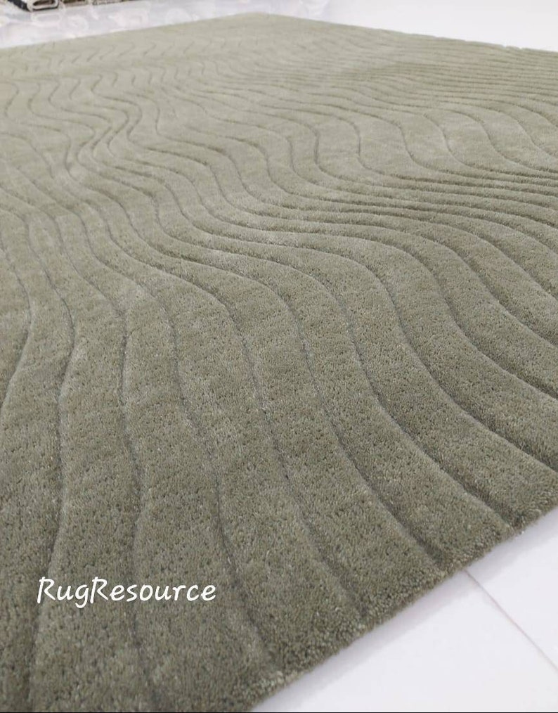 10x14 Large Green Area Rug 8x10 High Quality Wool Rug Handtufted Modern