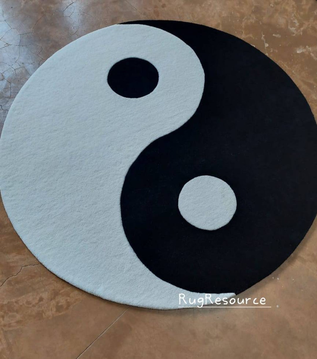 Black and White Circle Yinyang Rug for Living Room Bedroom Kidsroom Accent Rug Yinyang Symbol
