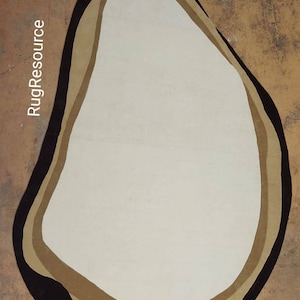 Ivory brown 9x12ft oval shape minimalist handtufted woolen designer contemporary area rug for livingroom bedroom hall diningroom home decor