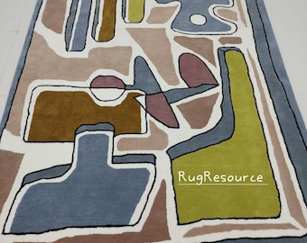 handmade 8x10 rug modern abstract rug durable wool tufted area rug for living room bedroom can be customized in any desired color 9x12 12x15