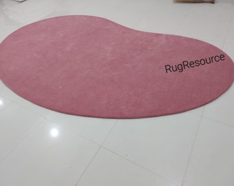 Tappeto moderno astratto 8x10 rosa irregolare a forma di rene, ovale, 100% lana, tuftato, contemporaneo, per camera da letto, soggiorno, ufficio, 9x12 10x14.