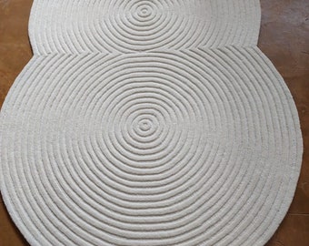 handmade ivory cream wool rug modern abstract solid color area rug for living room bedroom gift 100% wool customize  in any shape  and size