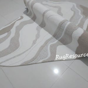 Handmade rug 9x12 oval shape rug ivory beige rug modern abstract thick odd shape area rug for living room bedroom gift 6x9 8x10 10x12 12x15.