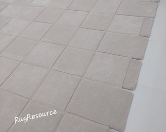 Square beige 8x8 area rug  Modern handtufted single color 100% woolen designer rug for living room bedroom home decor gift 4x6 5x8 6x9 8x10