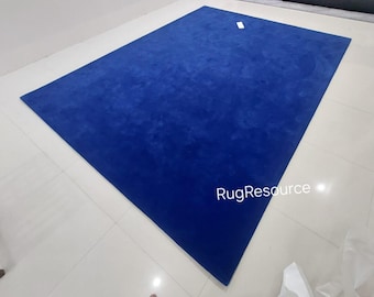 Blue fonce area rug -Modern Abstract solid plain Rug handmade blue rug wool blue rug for livingroom bedroom hall 8x109x12 10x14 12x15.