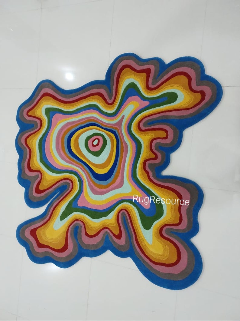 Minimalist Handmade Tufted Modern Abstract Woolen Amoeba Shape Rug for ...