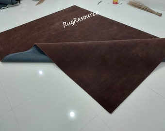 8x10 dark choco brown area rug -Modern Abstract solid plain Rug For LivingRoom Bedroom  can be customize in any size and color