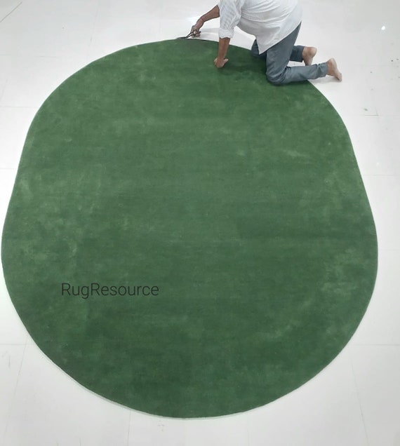 Premium quality newzealand wool emerald  green oval area  rug for living room bedroom office ,can be customized in any size shape color