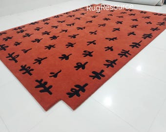 7x10 テラカラーエリアラグ - リビングルームや寝室用のモダンな抽象柄無地ラグ。9x12、10x14、12x15 など、あらゆるサイズと色にカスタマイズ可能です。