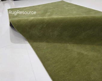 Alfombra verde musgo de 8x10 - Alfombra abstracta moderna lisa hecha a mano para sala de estar, dormitorio y pasillo de 9x12, 10x14, 12x15.