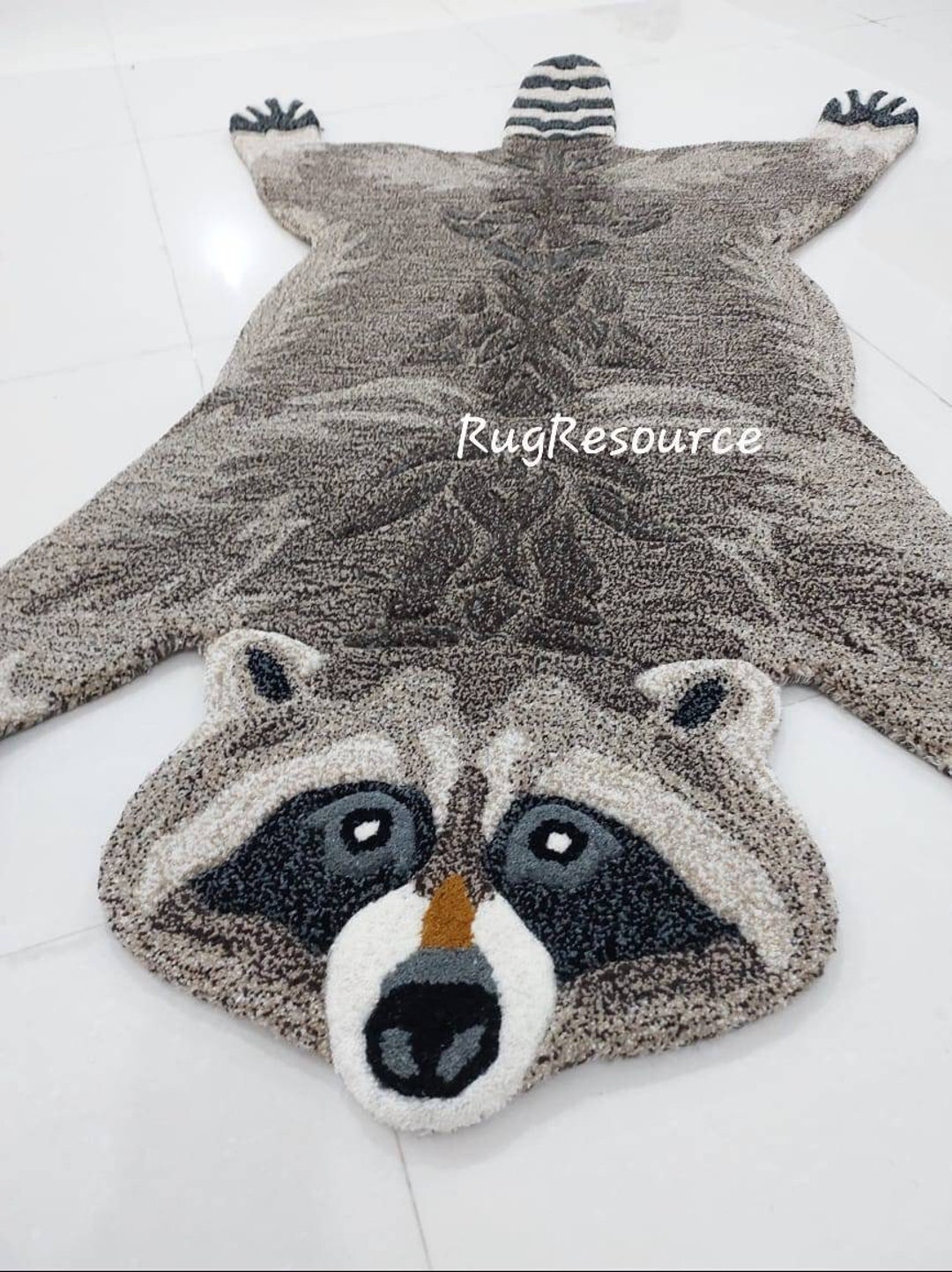 Handmade Tufted Raccoon Rug for Living Room, Bedroom,kidsroom Rug