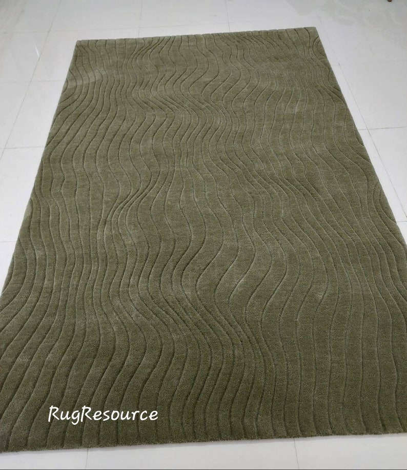 6x9 Sage Green Rug Premium Quality Wool Area Rug Handtufted Rug Modern