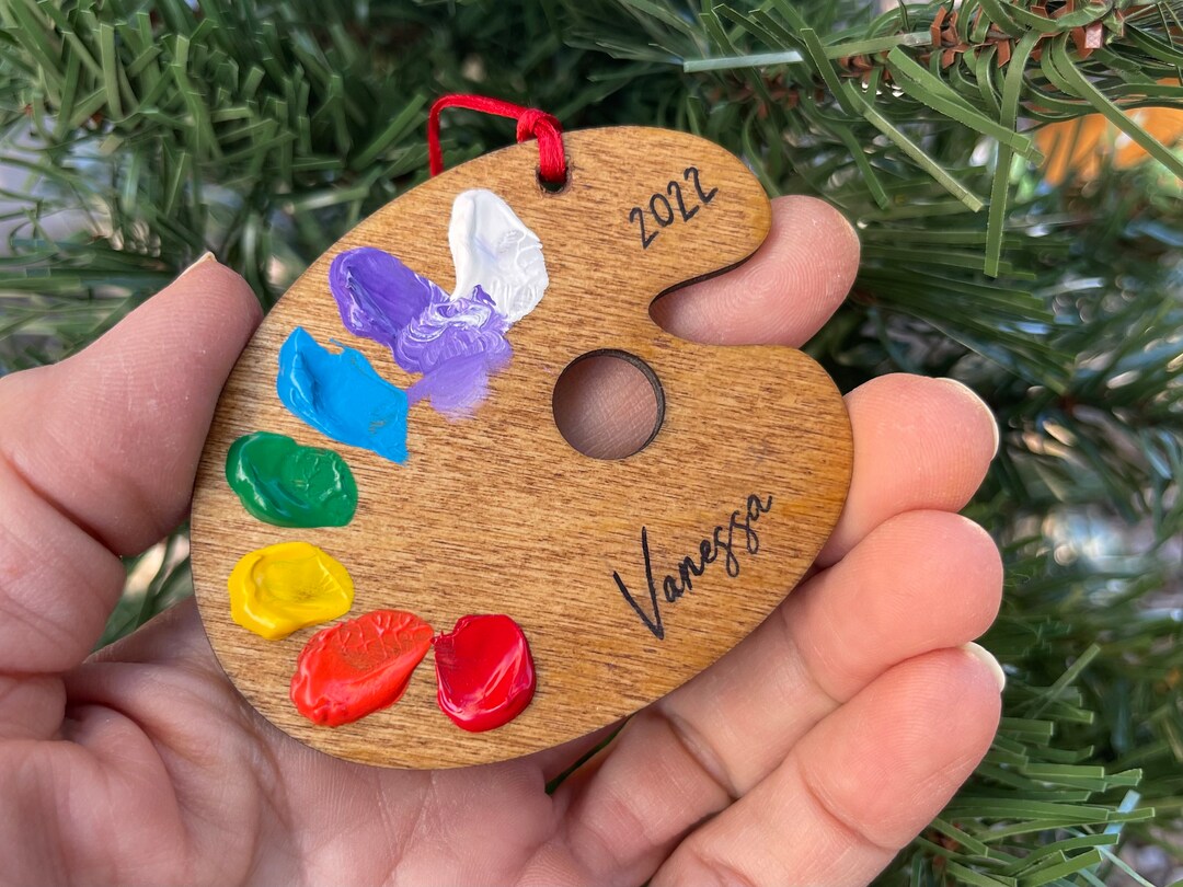 Personalized Artist Ornament, Paint Palette Holiday Ornament, Artist