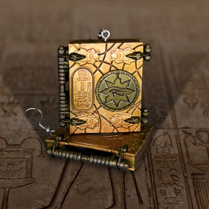 THE MUMMY RETURNS Golden Book of Amun-Ra Replica Book Prop Dangle Earrings - Hand-Painted, Accurate & High Quality