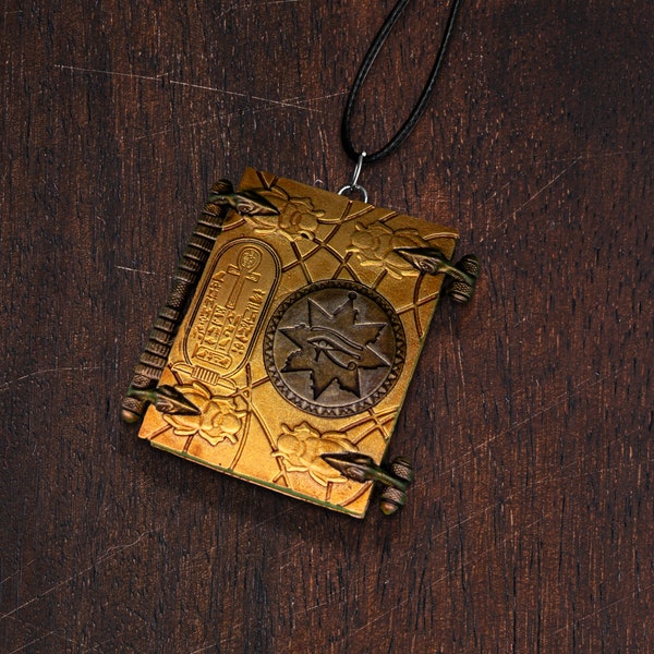 THE MUMMY RETURNS Golden Book of Amun-Ra Replica Book Prop Pendant and Necklace - Hand-Painted, Accurate & High Quality