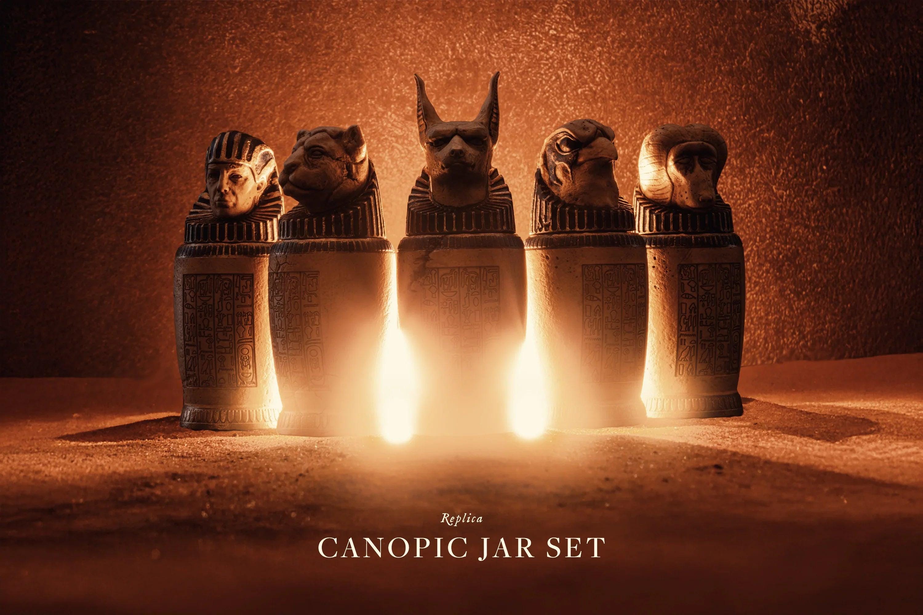 カノプスの壺　レプリカ 青の カノプス壺 カノポス壷 置物 レプリカ 像【宅急便のみ