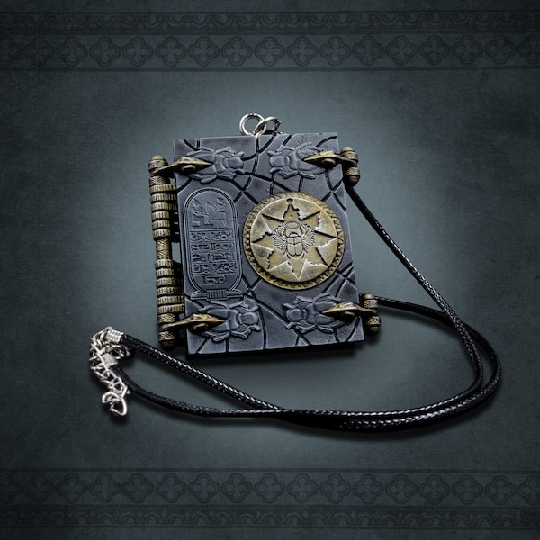 THE MUMMY Black Book of the Dead Replica Book Prop Pendant and Necklace - Hand-Painted, Accurate & High Quality