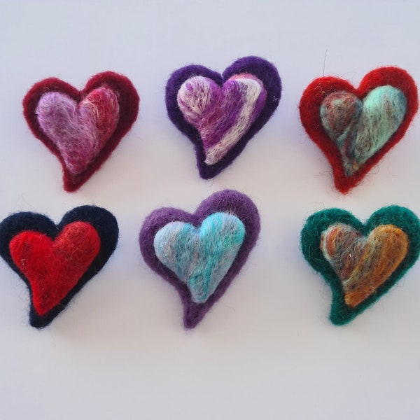 Heart brooch, needle felted, love heart, Valentines, Birthday, Mother's day gift. Handmade