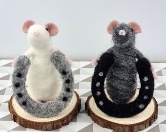 Horseshoe Mouse, needle felted figurine, gift, Good luck, support The Farming Community Network