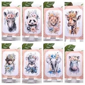 Postkarten Tiere Floral