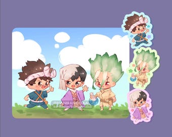 Anime Mini Art Print and Waterproof Stickers