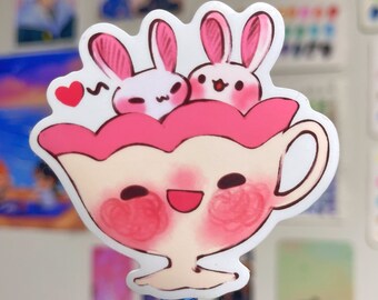 Teacup Bunny Waterproof Sticker