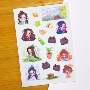 Puede incluir: Una hoja de pegatinas con varios personajes de dibujos animados. Las pegatinas están sobre un fondo blanco e incluyen personajes con diferentes expresiones y poses. Algunas pegatinas incluyen texto, como "This is fine" y "Help".