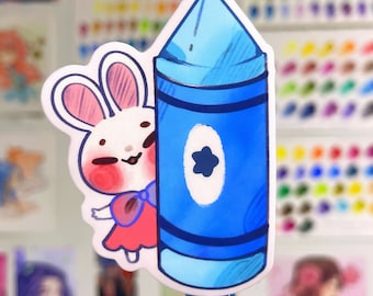 Crayon Bunny Waterproof Sticker