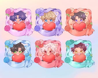 Love and Deepspace Hearts and Roses Themed Waterproof Stickers