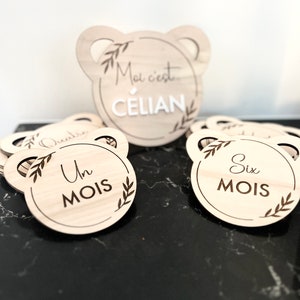 Carte bienvenue bébé avec ou sans Lot de Cartes Étapes en Bois pour Bébé - Personnalisables pour Immortaliser les Premiers mois de Bebe image 6