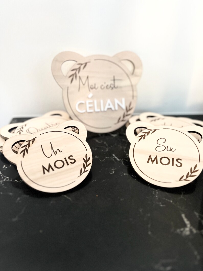 Carte bienvenue bébé avec ou sans Lot de Cartes Étapes en Bois pour Bébé - Personnalisables pour Immortaliser les Premiers mois de Bebe image 6