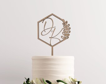 Personalized cake topper Initials Eucalyptus - Cake decoration - Wedding topper - Wedding cake - Wedding decoration