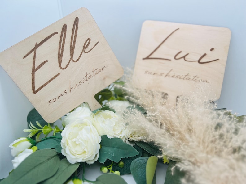 Pancartes jeu du Elle et Lui, Animation mariage 14cm19cm Elle ou Lui, Activité mariage, Pancarte personnalisée image 6