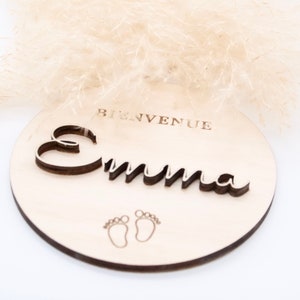 Carte naissance bébé personnalisée en bois - Carte bienvenue bébé personnalisable - Bienvenue bebe image 3