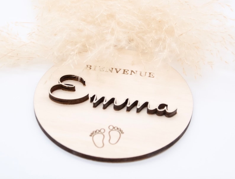 Carte naissance bébé personnalisée en bois - Carte bienvenue bébé personnalisable - Bienvenue bebe image 3