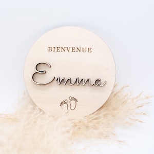 Carte naissance bébé personnalisée en bois - Carte bienvenue bébé personnalisable - Bienvenue bebe image 2