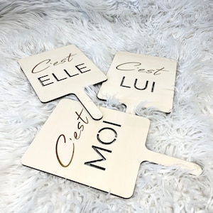 Wedding game signs him and her – She or he – Mr or Mrs – question game