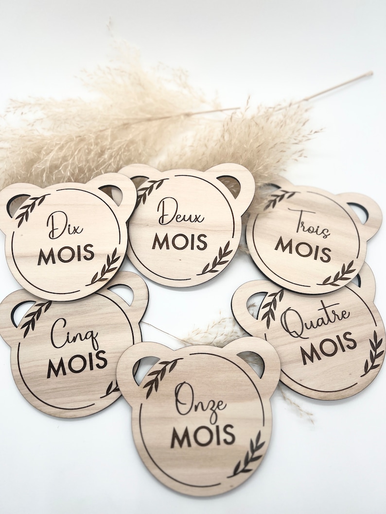 Carte bienvenue bébé avec ou sans Lot de Cartes Étapes en Bois pour Bébé - Personnalisables pour Immortaliser les Premiers mois de Bebe image 2